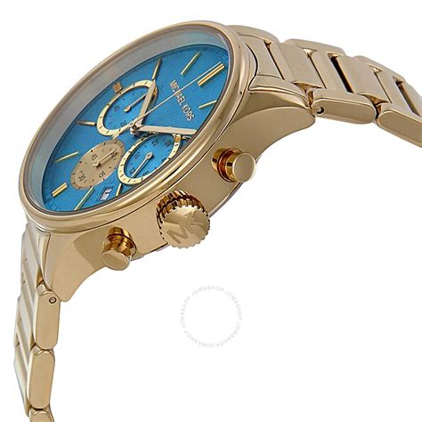 michael kors quartz chronograph watch|Michael Kors turquoise face watch.